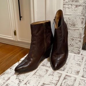 FRYE Regina brown wedge booties Size 11